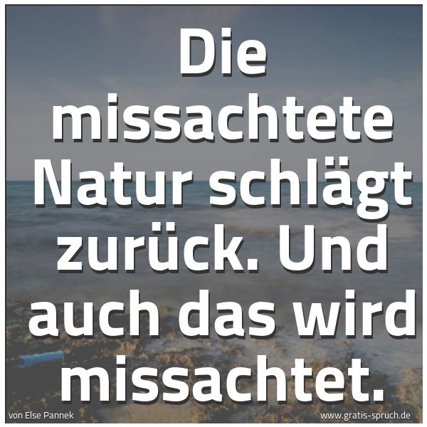 Quadratisches Spruchbild: Die missachtete Natur schlägt zurück. Und auch das wird missachtet.