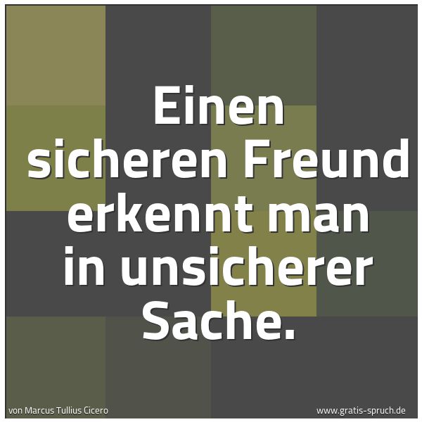 Quadratisches Spruchbild: Einen sicheren Freund erkennt man in unsicherer Sache.