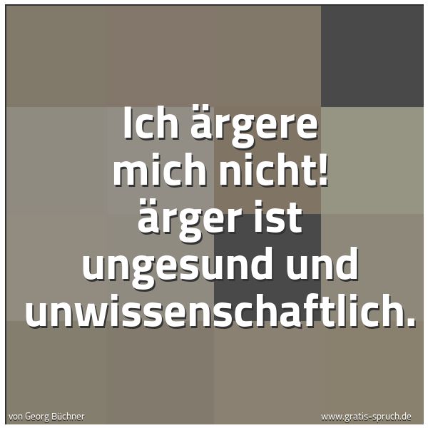 Quadratisches Spruchbild: Ich ärgere mich nicht! Ärger ist ungesund und unwissenschaftlich.