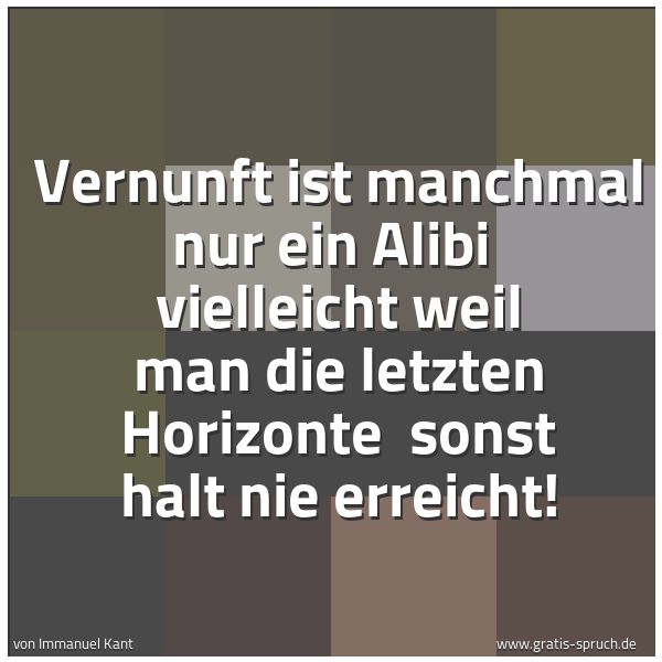 Quadratisches Spruchbild: Vernunft ist manchmal nur ein Alibi  vielleicht weil man die letzten Horizonte  sonst halt …