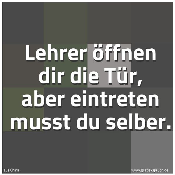 Quadratisches Spruchbild: Lehrer öffnen dir die Tür, aber eintreten musst du selber.