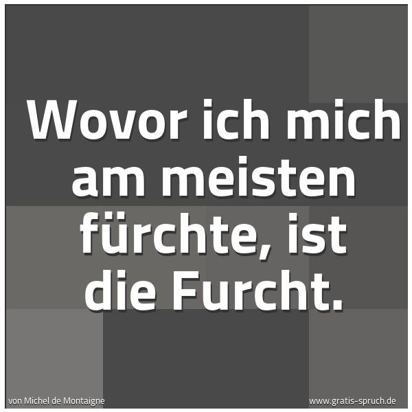 Quadratisches Spruchbild: Wovor ich mich am meisten fürchte, ist die Furcht.