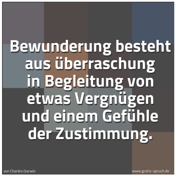 Quadratisches Spruchbild: Bewunderung besteht aus Überraschung in Begleitung von etwas Vergnügen und einem Gefühle d …