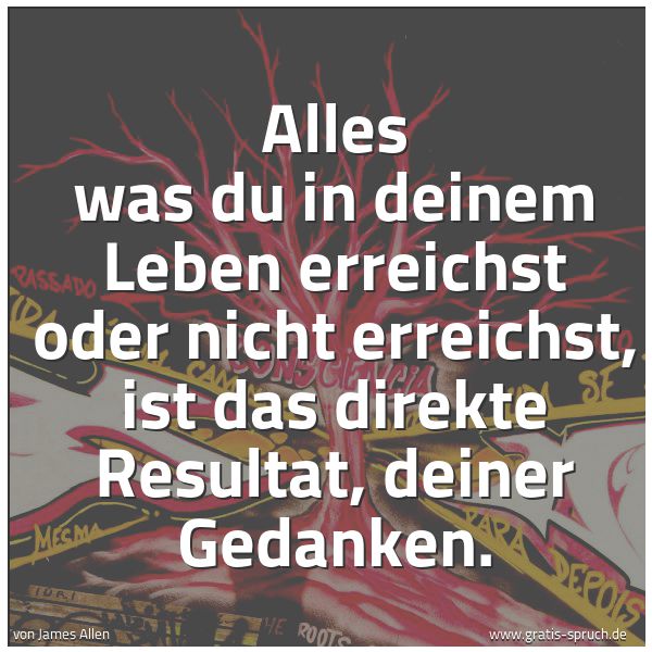Quadratisches Spruchbild: Alles was du in deinem Leben erreichst oder nicht erreichst, ist das direkte Resultat, dei …