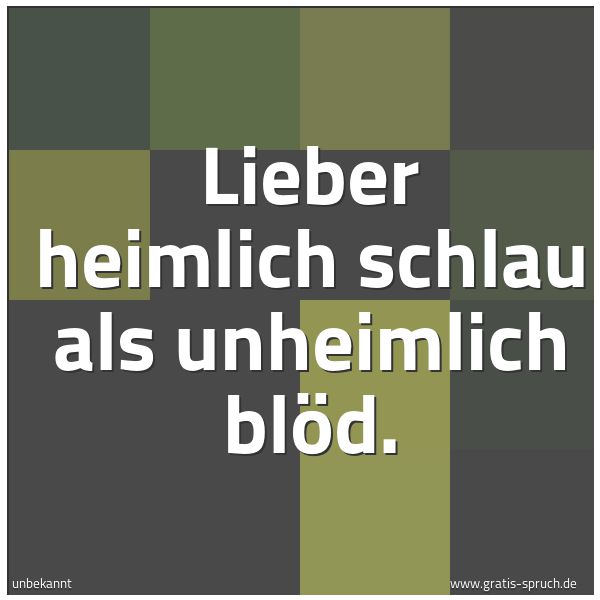 Quadratisches Spruchbild: Lieber heimlich schlau als unheimlich blöd.