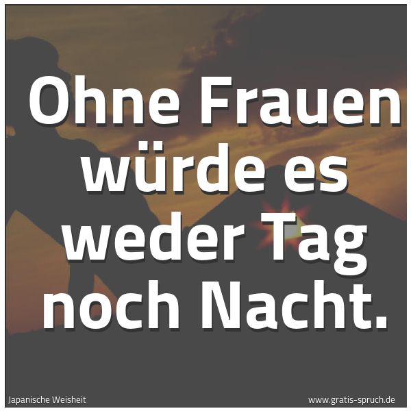Quadratisches Spruchbild: Ohne Frauen würde es weder Tag noch Nacht.
