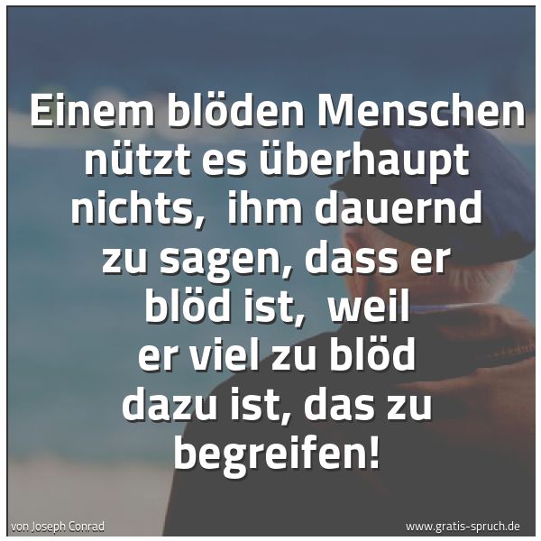 Quadratisches Spruchbild: Einem blöden Menschen nützt es überhaupt nichts,  ihm dauernd zu sagen, dass er blöd ist,  …