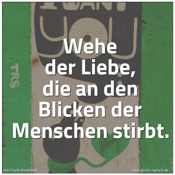 Quadratisches Spruchbild: Wehe der Liebe, die an den Blicken der Menschen stirbt.