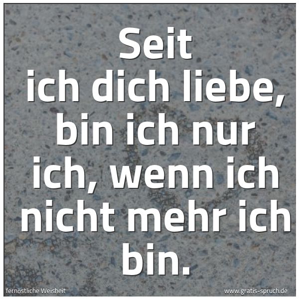 Quadratisches Spruchbild: Seit ich dich liebe, bin ich nur ich, wenn ich nicht mehr ich bin.