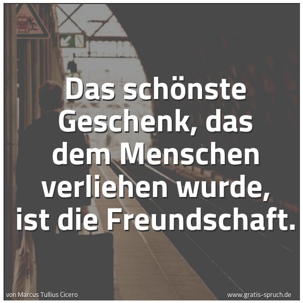 Quadratisches Spruchbild: Das schönste Geschenk, das dem Menschen verliehen wurde, ist die Freundschaft.
