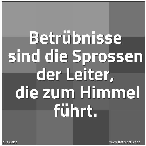 Quadratisches Spruchbild: Betrübnisse sind die Sprossen der Leiter,  die zum Himmel führt.