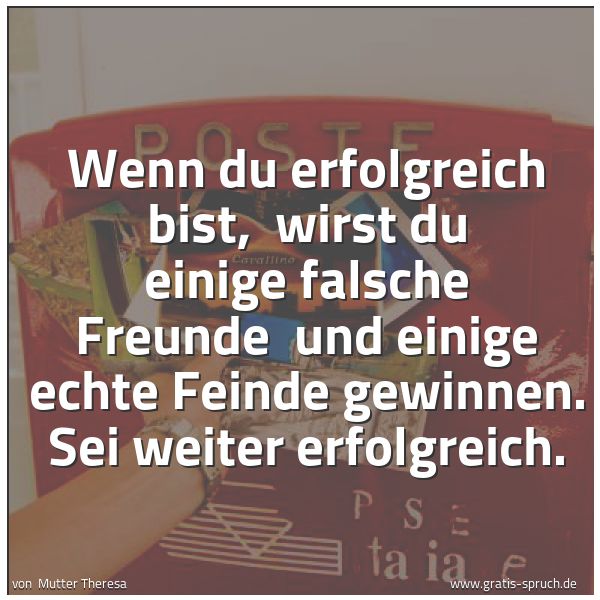 Quadratisches Spruchbild: Wenn du erfolgreich bist,  wirst du einige falsche Freunde  und einige echte Feinde gewinn …