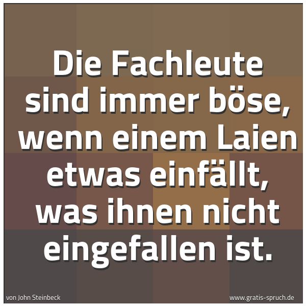 Quadratisches Spruchbild: Die Fachleute sind immer böse, wenn einem Laien etwas einfällt, was ihnen nicht eingefalle …